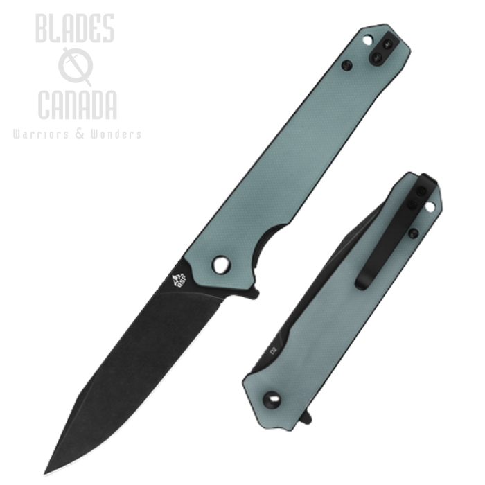 QSP Mamba V2 Flipper Folding Knife, D2 Black, G10 Jade, 111-J2