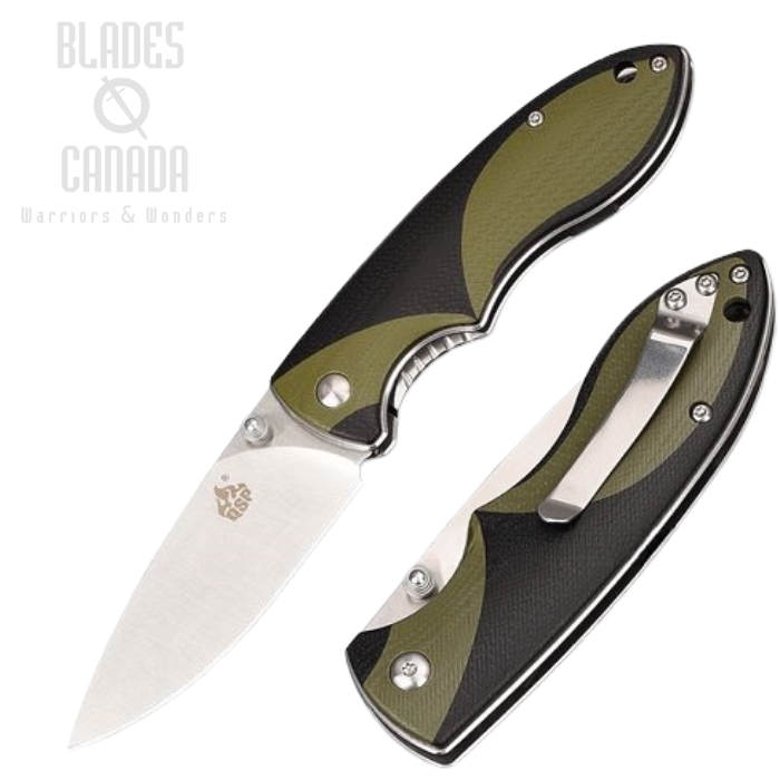 QSP Piglet Folding Knife, 14C28N Sandvik, G10 Green/Black, QS112-B