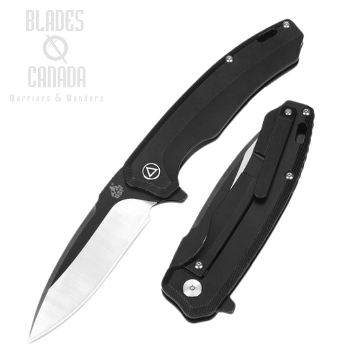 (image for) QSP Woodpecker Flipper Framelock Knife, M390 Black, Titanium Black, QS116-D II
