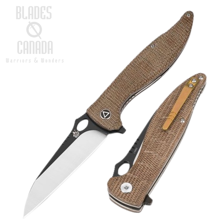 (image for) QSP Locust Flipper Folding Knife, VG10 Black, Micarta Brown, QS117-A