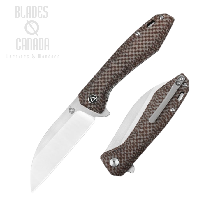 QSP Pelican Flipper Folding Knife, CPM S35VN Two-Tone, Micarta Brown, QS118A-2