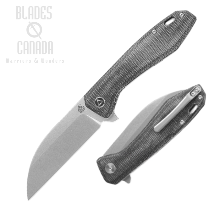 QSP Pelican Flipper Folding Knife, CPM S35VN SW, Micarta Black, QS118-D1