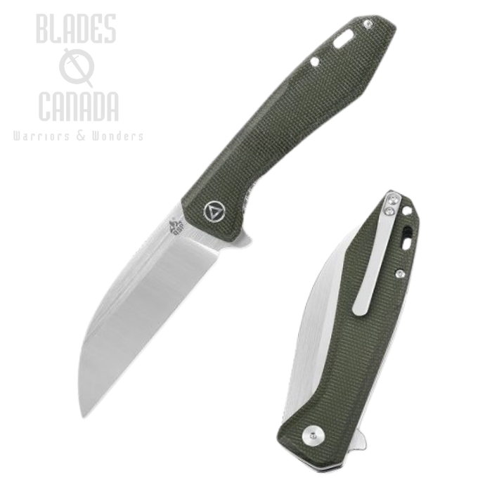 (image for) QSP Pelican Flipper Folding Knife, S35VN, Micarta Green, QS118-E2