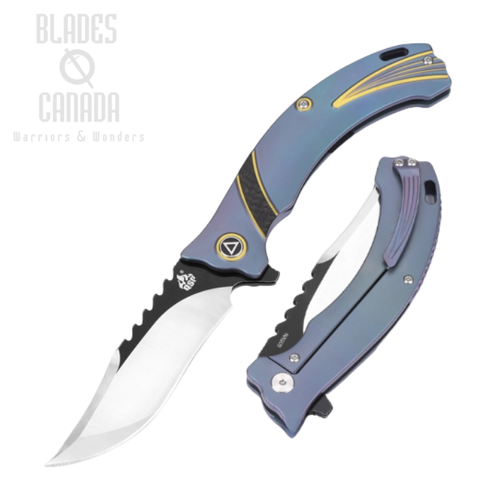 (image for) QSP Kylin Flipper Framelock Knife, CPM S35VN, Titanium, Carbon Fiber, QS119-A