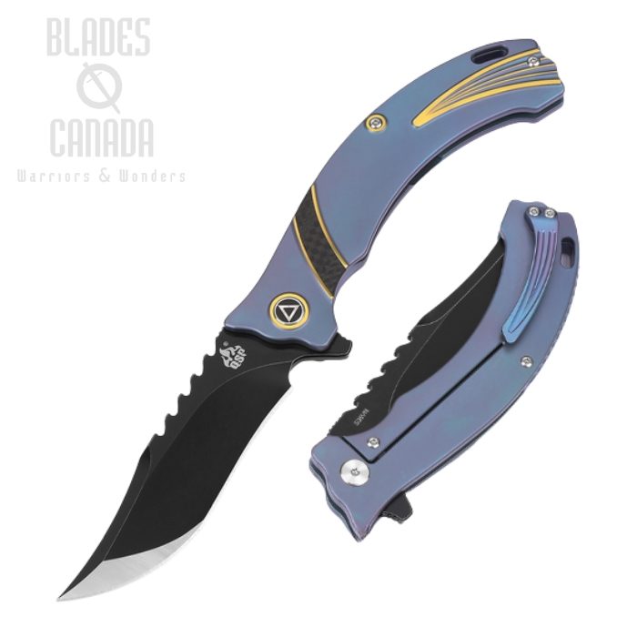 QSP Kylin Flipper Framelock Knife, CPM S35VN, Titanium/Carbon Fiber, QS119-B