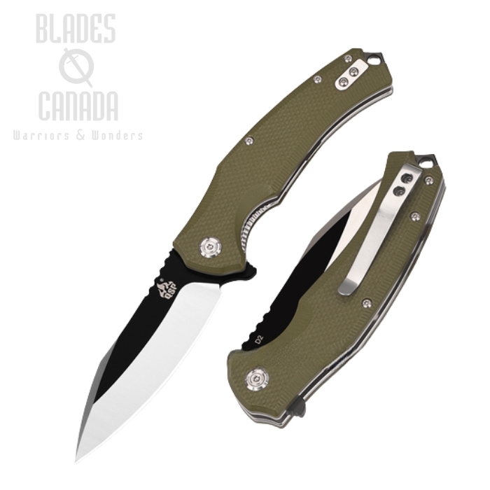 QSP Snipe Flipper Folding Knife, D2 Black, G10 OD, QS121-B