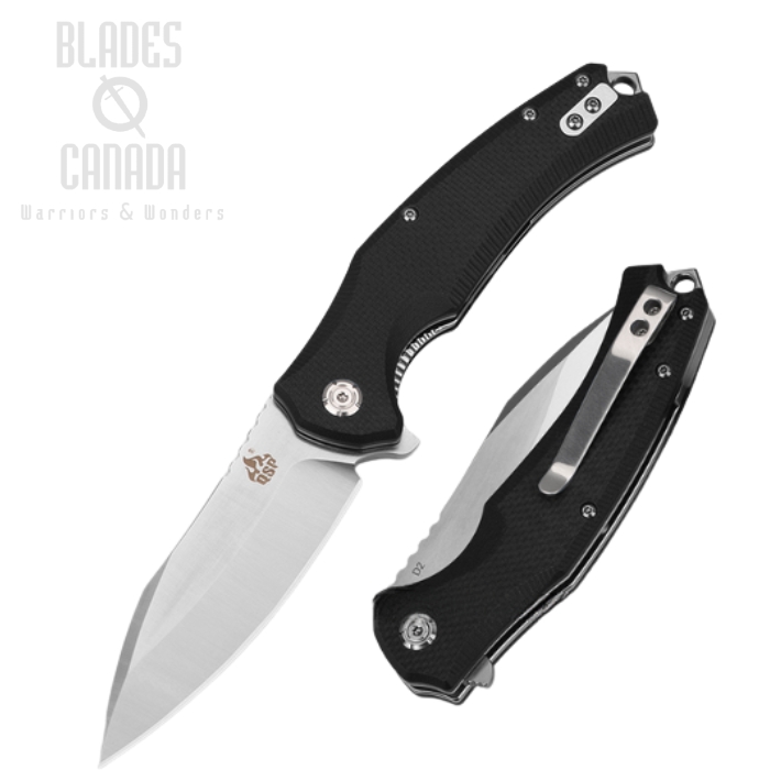 QSP Snipe Flipper Folding Knife, D2 Two-Tone, G10 Black, QS121-C