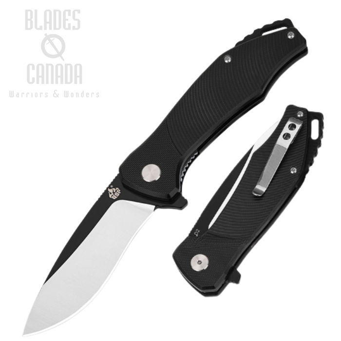 QSP Raven Flipper Folding Knife, D2 Steel, G10 Black, QS122-C