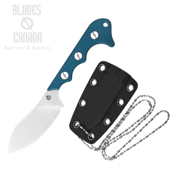 QSP Neckmuk Fixed Blade Neck Knife, D2 Steel, Micarta Blue, Kydex Sheath, QS125-D QSP Neckmuk Fixed Blade Neck Knife, D2 Steel, Micarta Blue, Kydex Sheath, QS125-D