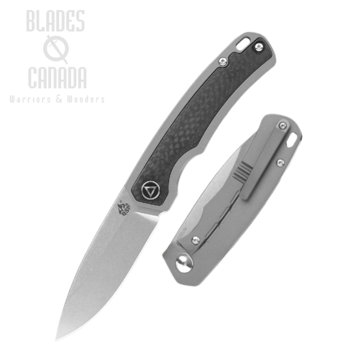 QSP Puffin Framelock Folding Knife, European Version, CPM S35VN SW, Titanium/CF, QS127-D1