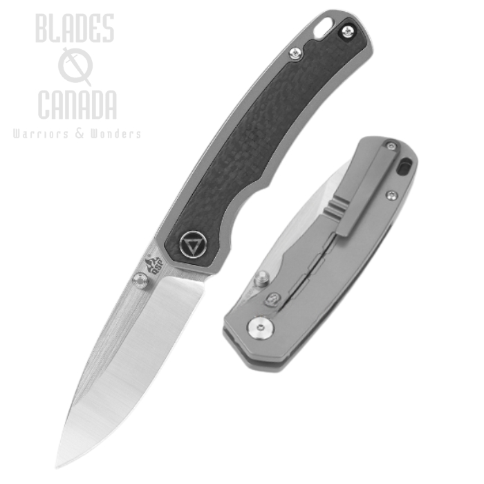 QSP Puffin Framelock Folding Knife, CPM S35VN Two-Tone, Titanium/CF, QS127-E2