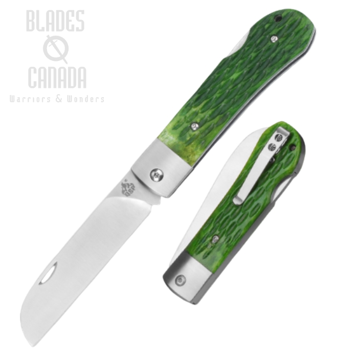 QSP Worker Folding Knife, N690 Satin, Bone Green, QS128-B