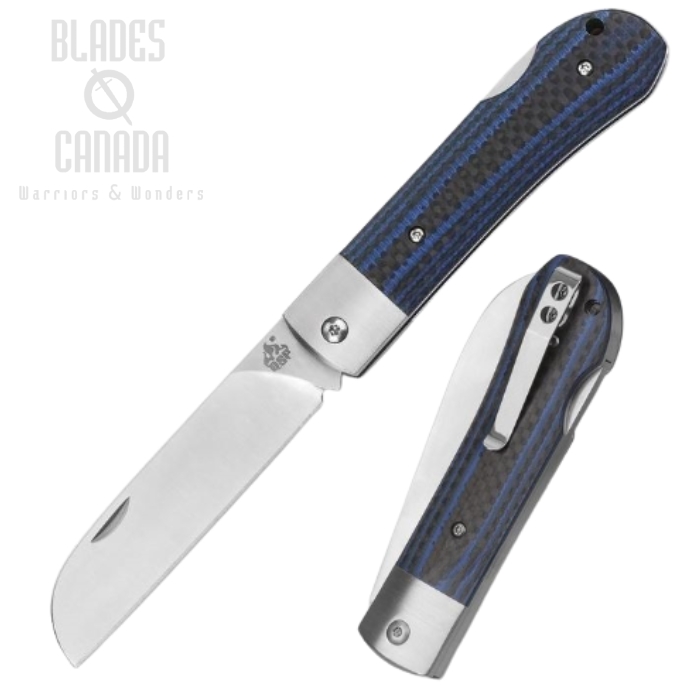 QSP Worker Folding Knife, N690, Carbon Fiber/G10 Blue, QS128-D