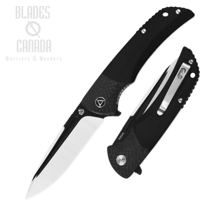 QSP Harpyie Flipper Folding Knife, CPM S35VN Black, G10/CF, QS129-A
