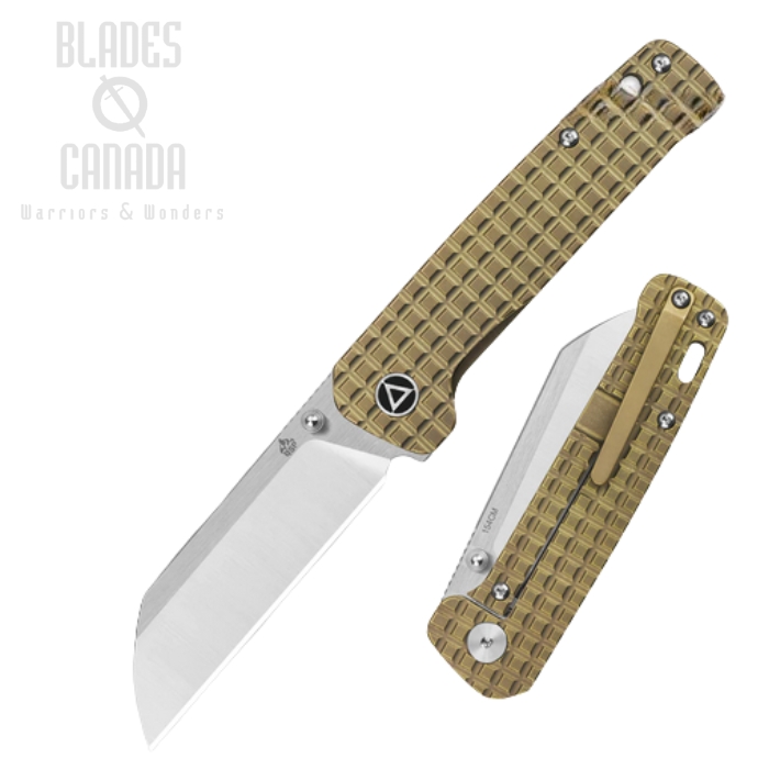 (image for) QSP Penguin Framelock Folding Knife, 154CM Satin, Titanium Bronze Frag, QS130-AFRG