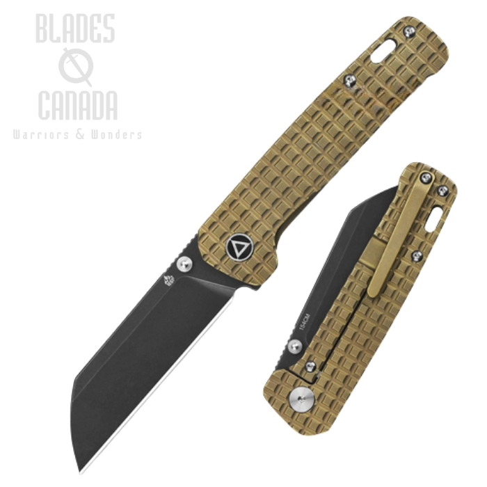 (image for) QSP Penguin Framelock Folding Knife, 154CM Black Stonewash, Titanium Bronze Frag, QS130-BFRG