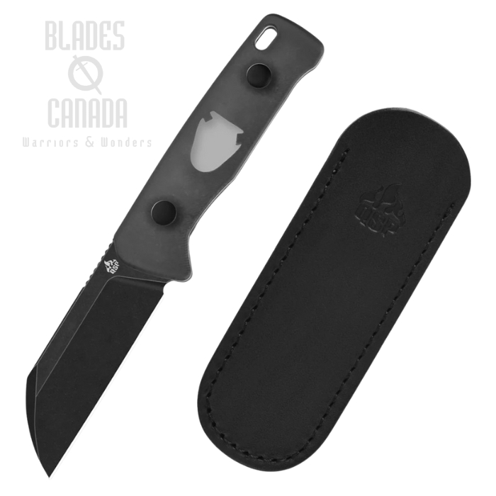 QSP Baby Penguin Fixed Blade Knife, 14C28N Black Stonewash, Acrylic Black, QS130BP-A2