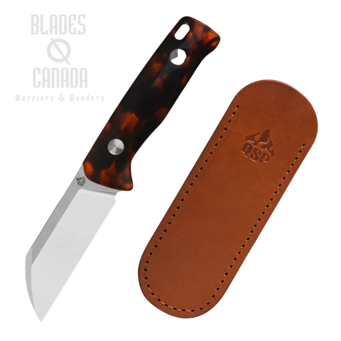 QSP Baby Penguin Fixed Blade Knife, 14C28N Steel, Resin Tortoise, QS130BP-B1