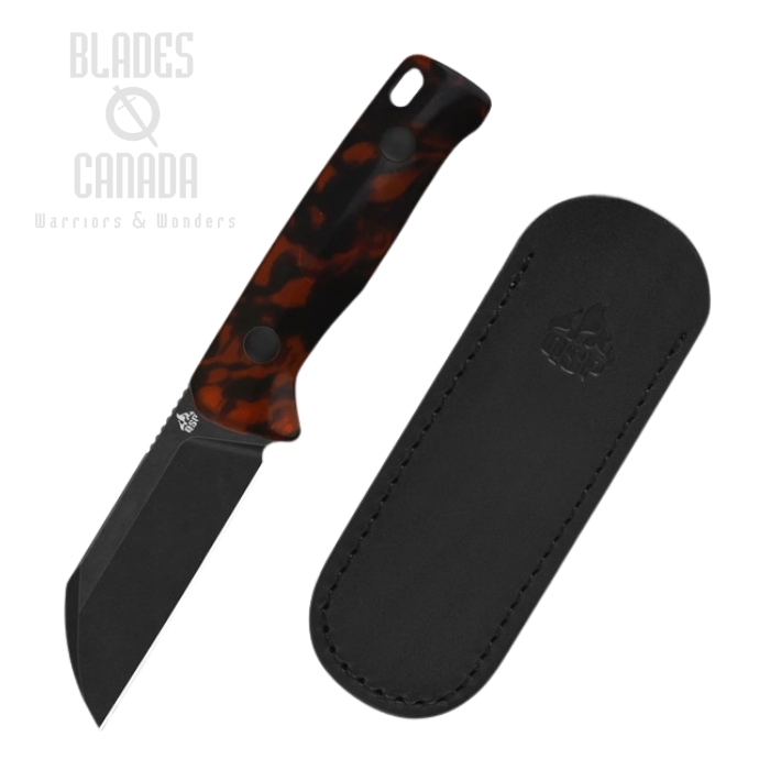 QSP Baby Penguin Fixed Blade Knife, 14C28N Black SW, Resin Tortoise, QS130BP-B2