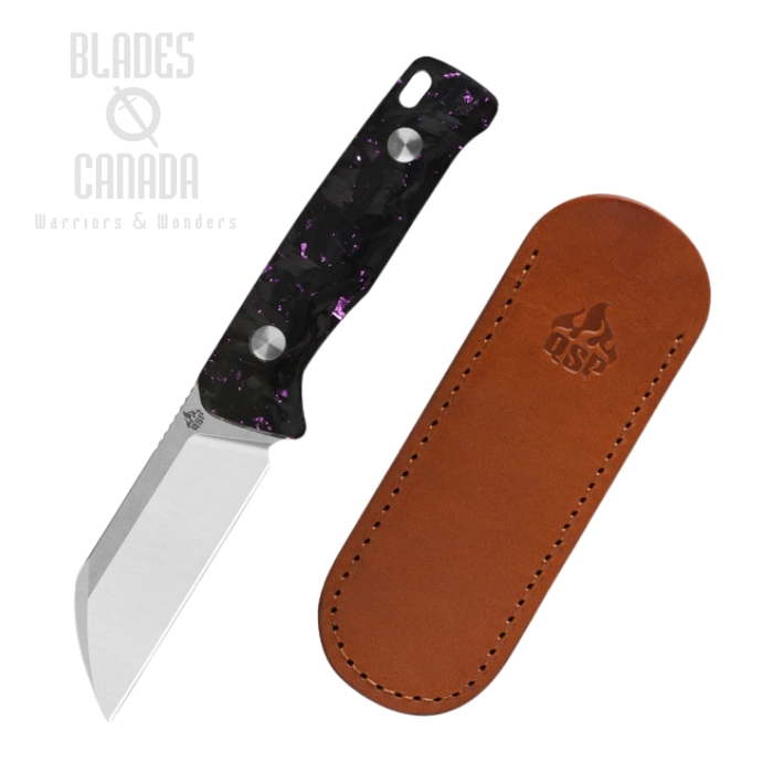 QSP Baby Penguin Fixed Blade Knife, 14C28N Steel, Carbon Fiber Purple Shredded, QS130BP-E1