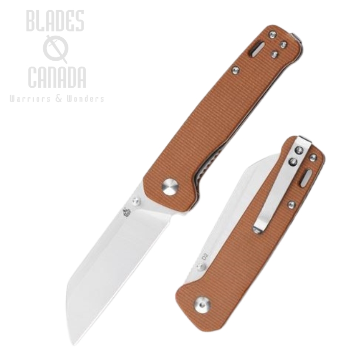 QSP Penguin Folding Knife, D2 Two-Tone, Micarta Tan, QS130-J