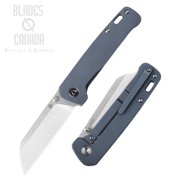 QSP Penguin Framelock Folding Knife, 154CM Steel, Titanium Blue, QS130-R