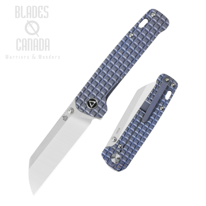 (image for) QSP Penguin Framelock Folding Knife, 154CM, Titanium Frag Blue, QS130-RFRG1