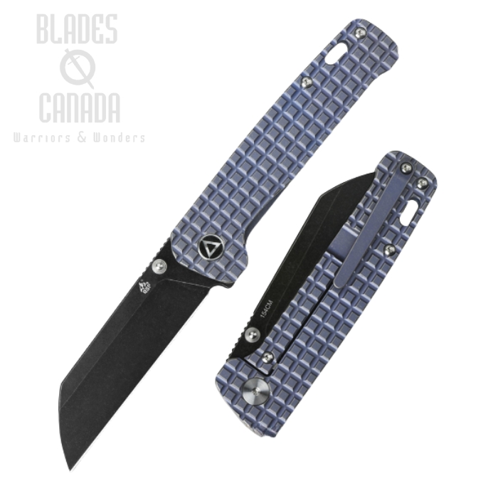 QSP Penguin Framelock Folding Knife, 154CM, Titanium Frag Blue, QS130-SFRG