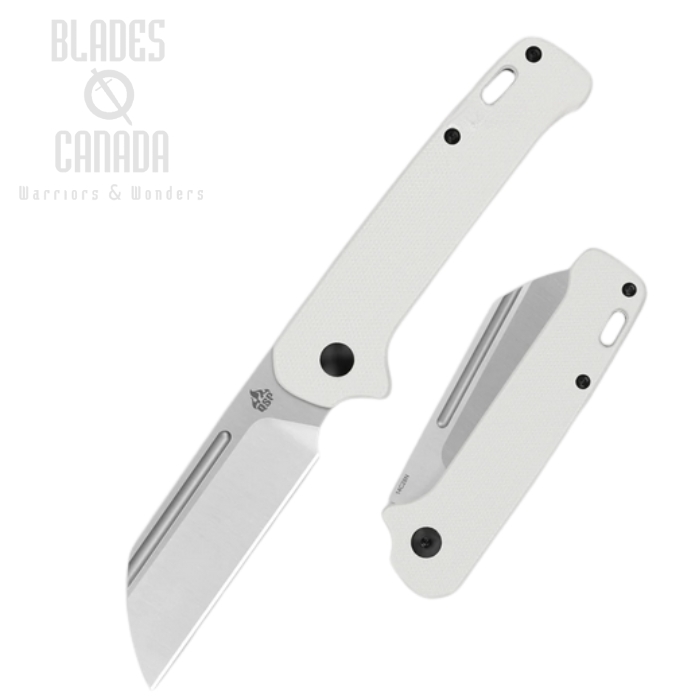 QSP Penguin Slipjoint Folding Knife, 14C28N Satin, G10 White w/Black Liner, QS130SJ-A