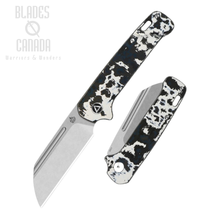 (image for) QSP Penguin Slipjoint Folding Knife, 20CV Stonewash, Fat Carbon White Storm, QS130SJ-G1