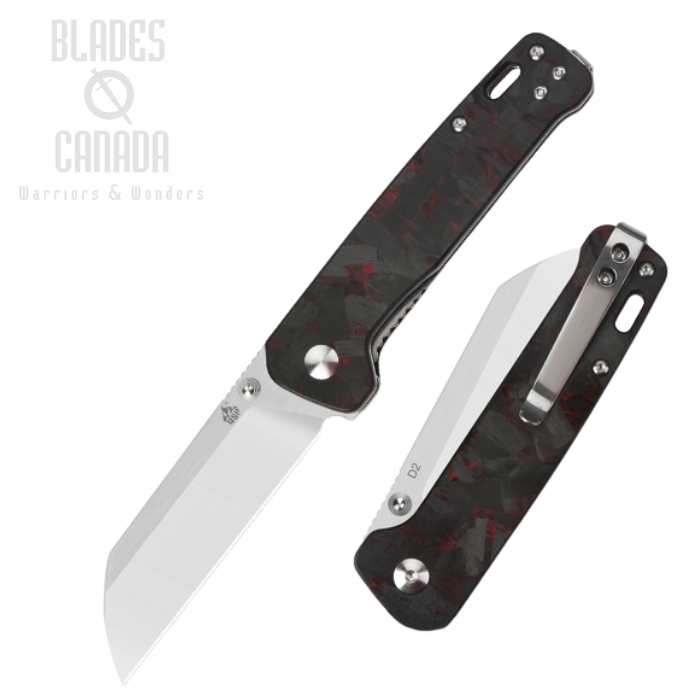 QSP Penguin Folding Knife, D2 Two-Tone, G10 Red/CF Overlay, QS130-TRD