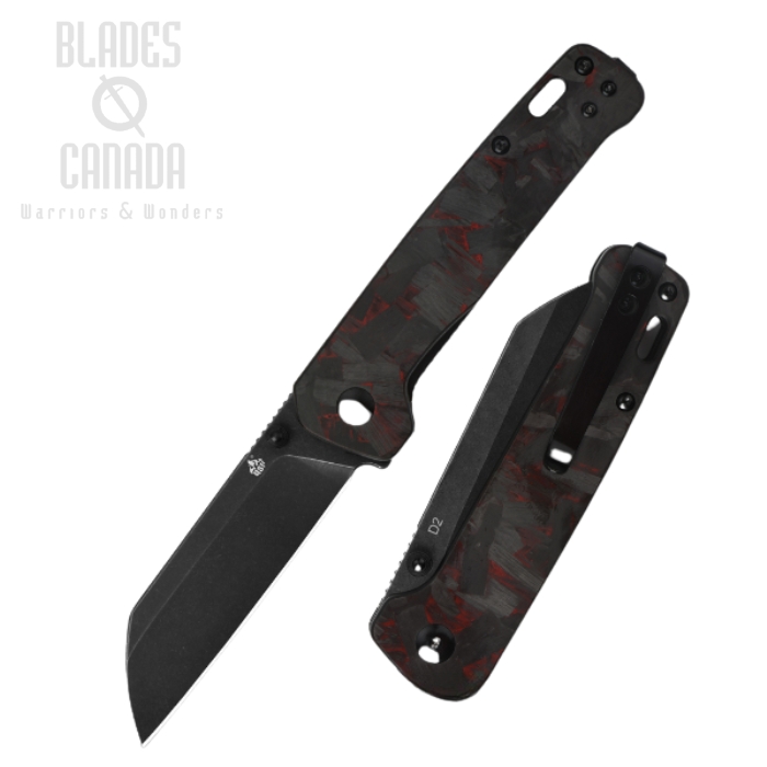 QSP Penguin Folding Knife, D2 SW, G10 Red/CF Overlay, QS130-URD