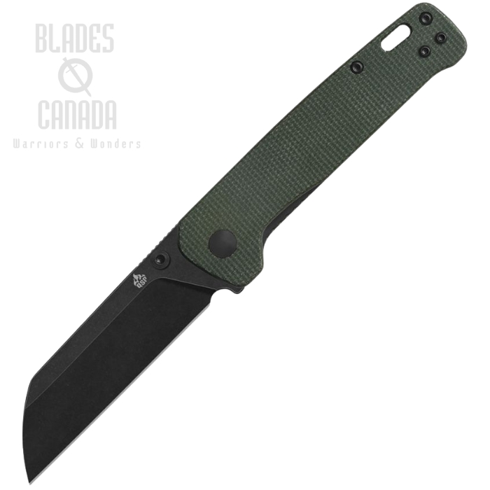 QSP Penguin V2 Folding Knife, D2 Black Stonewash, Micarta Green, QS130V2-C2