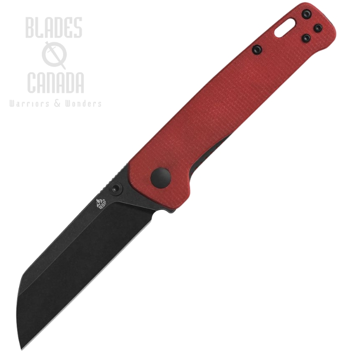 QSP Penguin V2 Folding Knife, D2 Black Stonewash, Micarta Red, QS130V2-D2