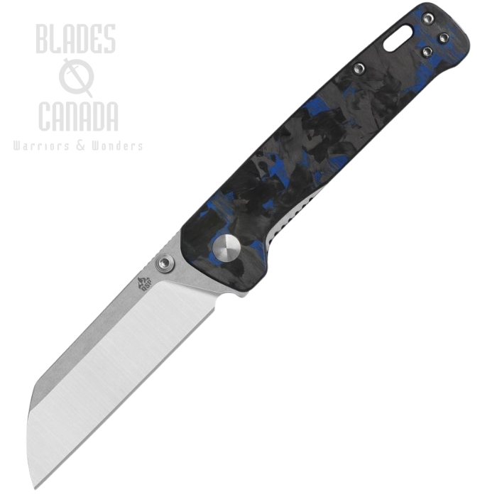 QSP Penguin V2 Folding Knife, D2 Stonewash, G10/Carbon Fiber Blue, QS130V2-E1