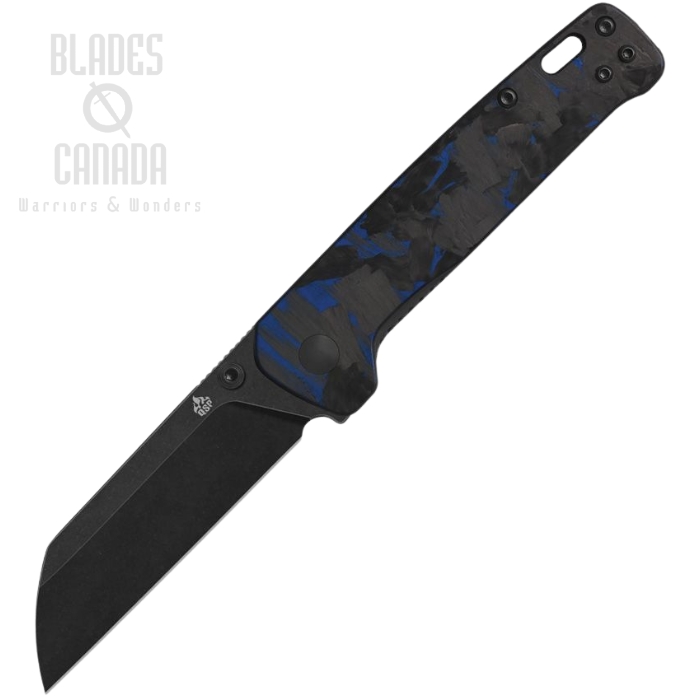 QSP Penguin V2 Folding Knife, D2 Black Stonewash, G10/Carbon Fiber Blue, QS130V2-E2