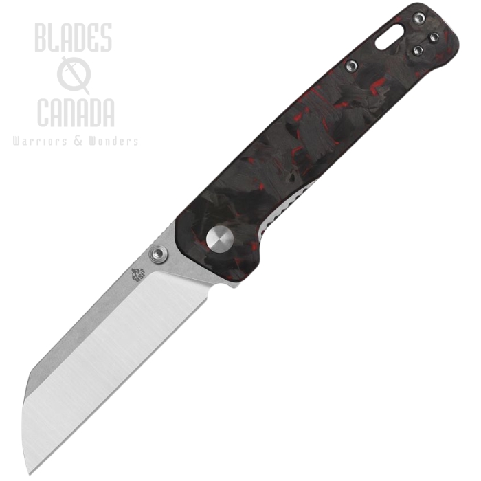 QSP Penguin V2 Folding Knife, D2 Stonewash, G10/Carbon Fiber Red, QS130V2-F1