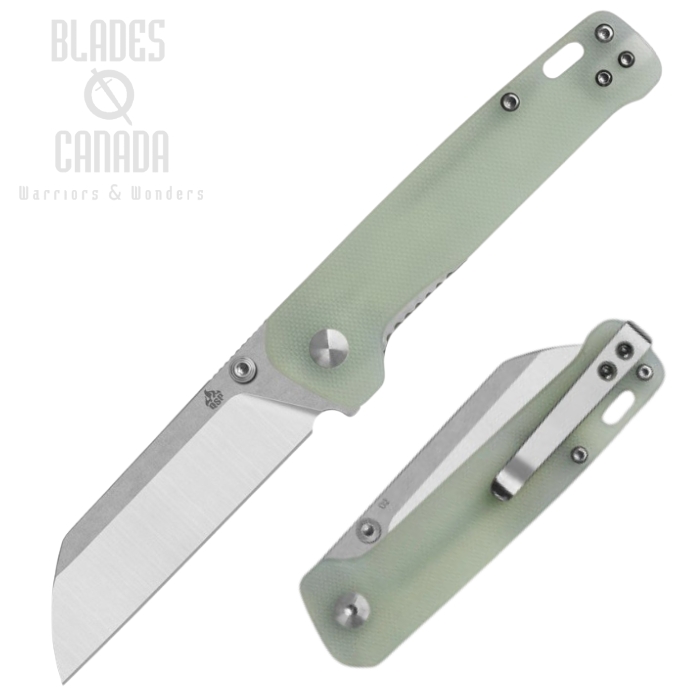 QSP Penguin V2 Folding Knife, D2 Stonewash, G10 Jade, QS130V2-G1