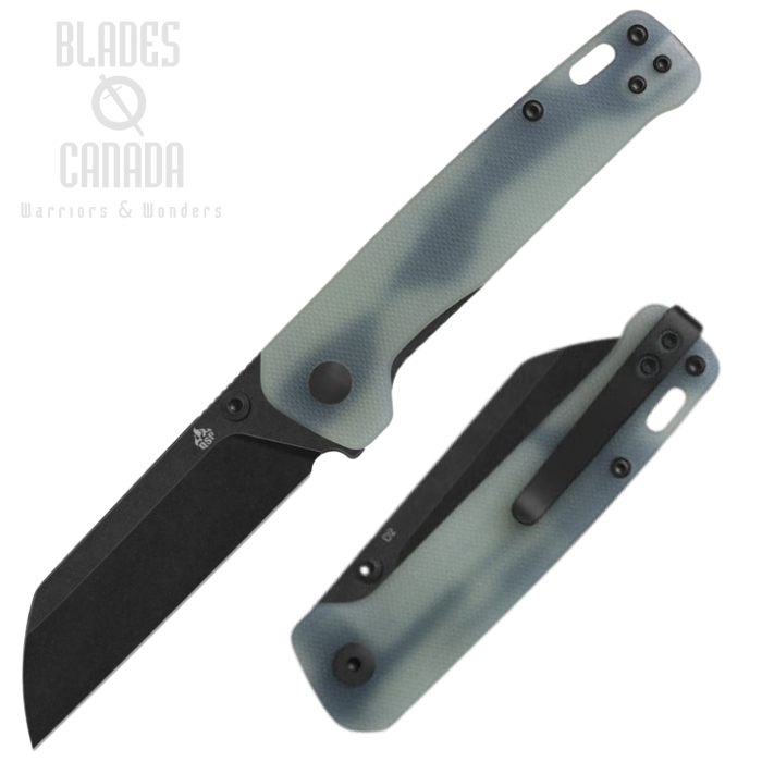 QSP Penguin V2 Folding Knife, D2 Black Stonewash, G10 Jade, QS130V2-G2