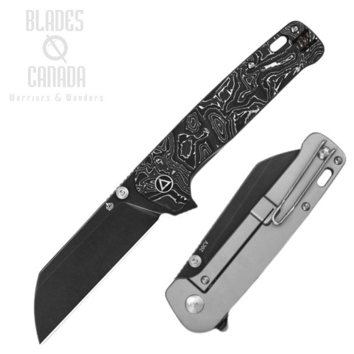 (image for) QSP Penguin Plus Flipper Framelock Knife, 20CV Black SW, Aluminum/Ti, 130XL-D2