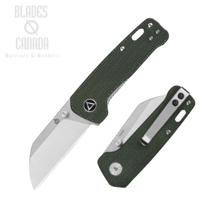 QSP Mini Penguin Folding Knife, 14C28N Two-Tone, Micarta Green, 130XS-C