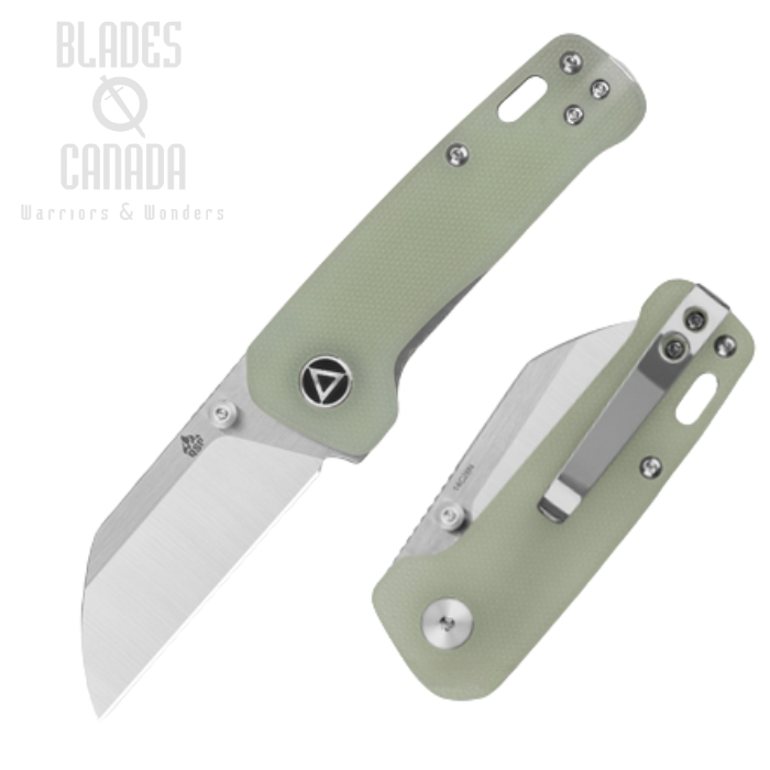 QSP Mini Penguin Folding Knife, 14C28N Two-Tone, G10 Jade, 130XS-F1