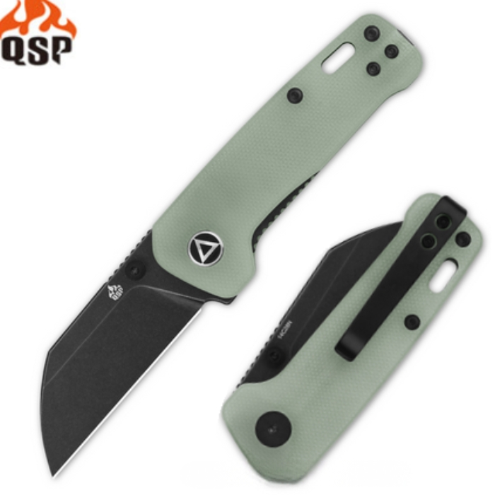 (image for) QSP Mini Penguin Folding Knife, 14C28N Black SW, G10 Jade, 130XS-F2