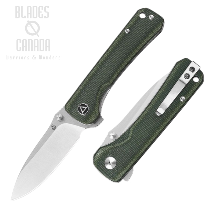 (image for) QSP Hawk Flipper Folding Knife, 14C28N Sandvik, Micarta Green, QS131-H