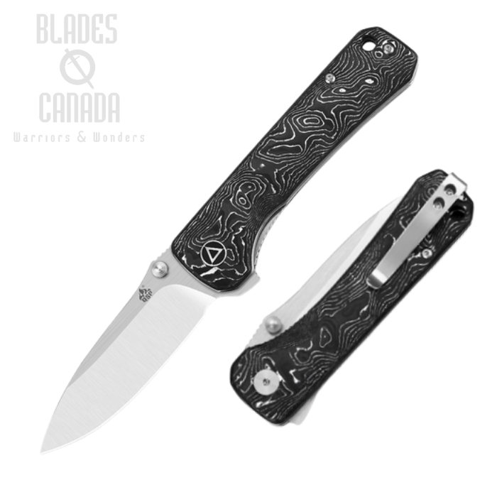 (image for) QSP Hawk Flipper Folding Knife, Damascus, Copper Foil Carbon Fiber, QS131-S