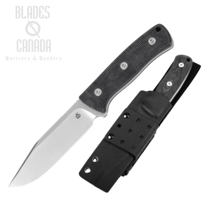 QSP Bison V2 Fixed Blade Knife, D2 Steel, Micarta Black, Kydex Sheath, QS134-A