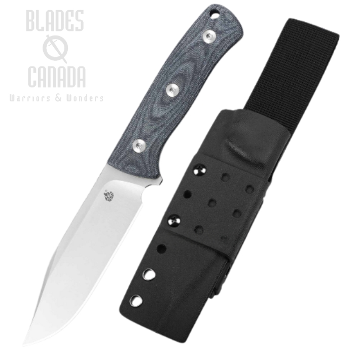 QSP Bison V2 Fixed Blade Knife, D2 Steel, Micarta Blue Jean, Kydex Sheath, QS134-B