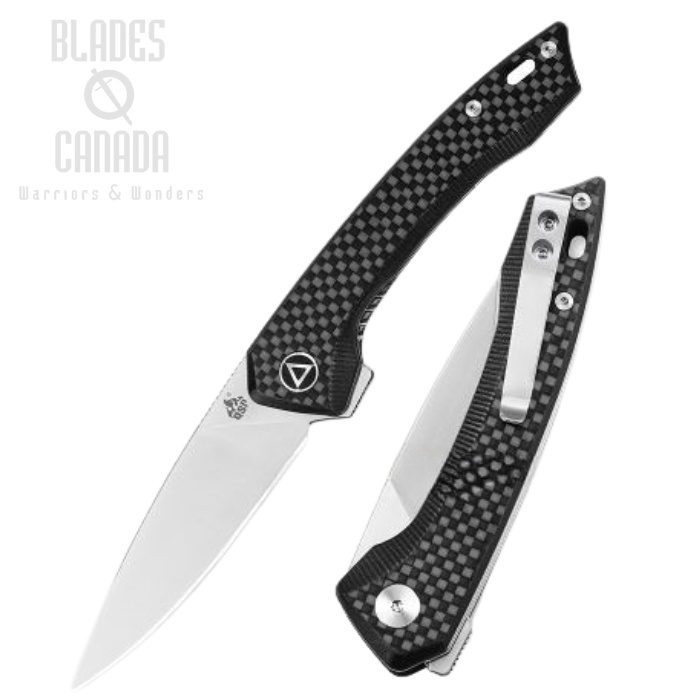 QSP Leopard Flipper Folding Knife, 14C28N Sandvik, Carbon Fiber/G10, QS135-A