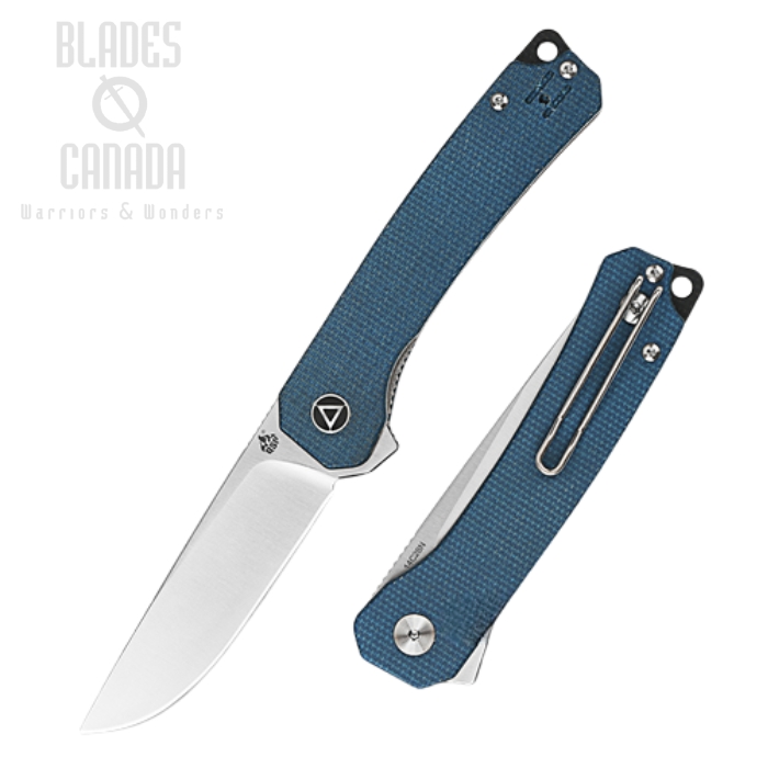 (image for) QSP Osprey Flipper Folding Knife, 14C28N Satin, Micarta Blue, QS139-B