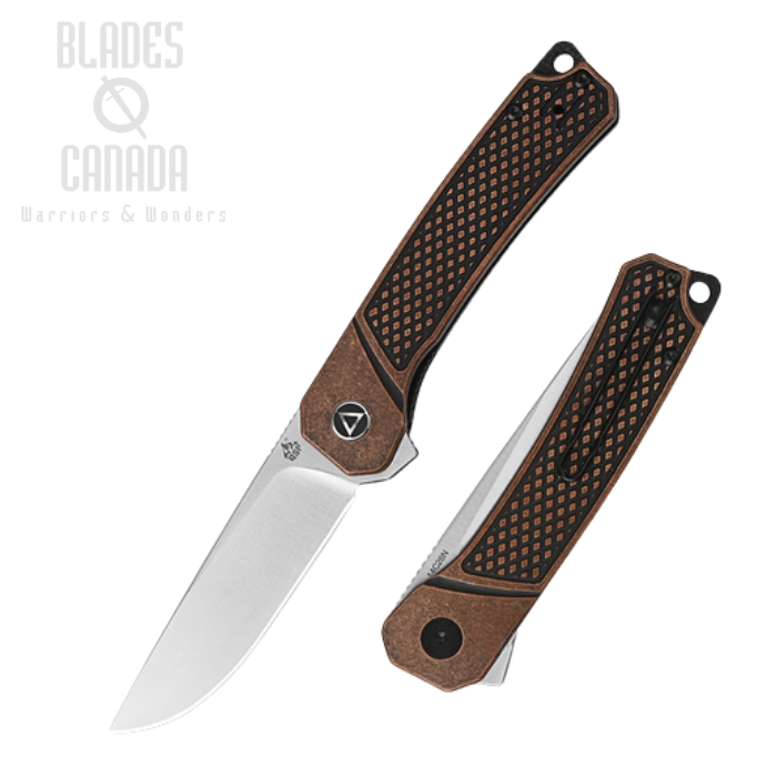 (image for) QSP Osprey Flipper Folding Knife, 14C28N Satin, Stonewashed Copper, QS139-E1
